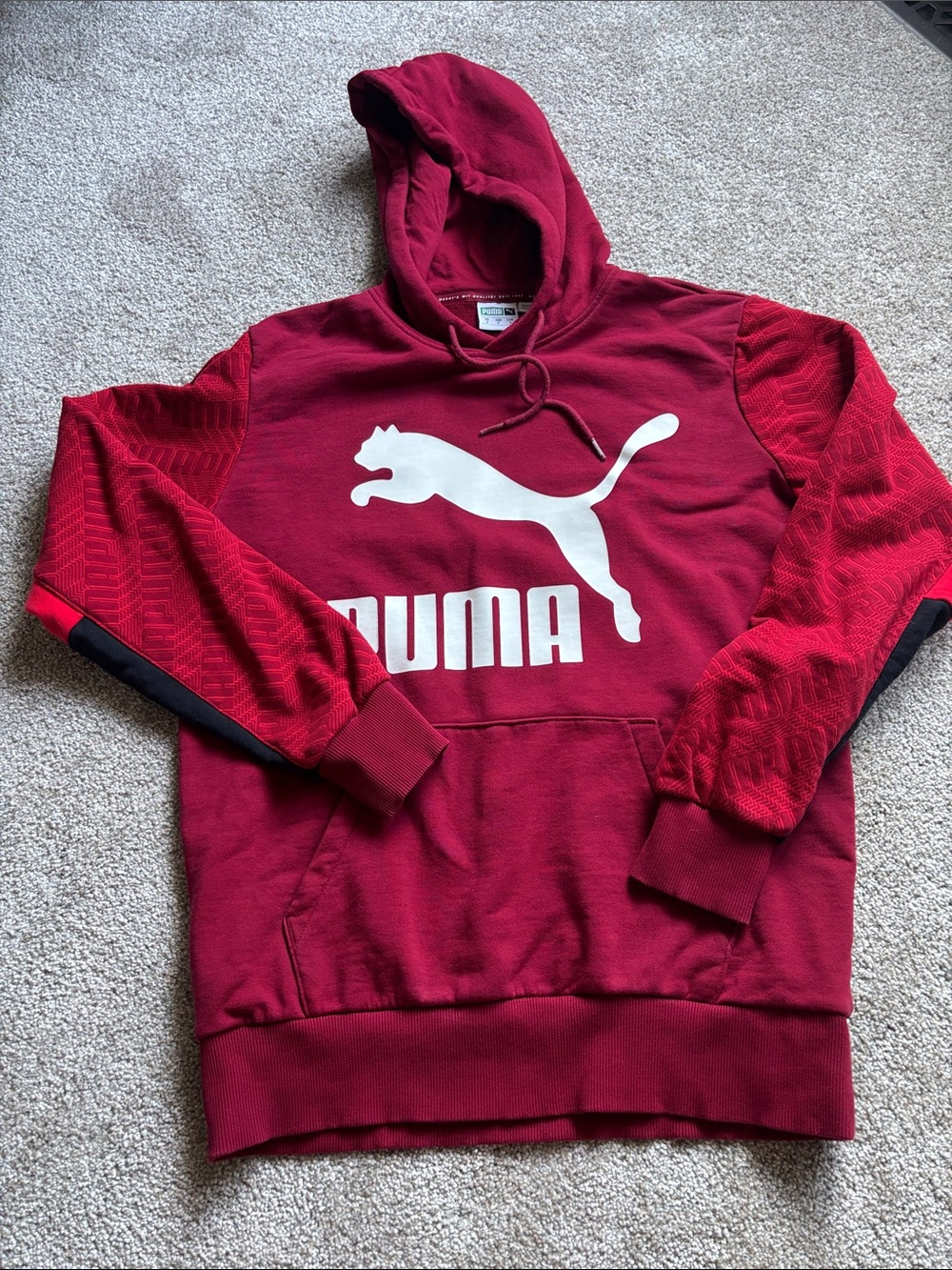 Puma Men's Deep Red Hoodie with White Logo